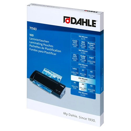 A4-125mic-laminavimo-vokeliai A4 laminēšanas kabatiņas 125 mikroni, 100 gab. (DAHLE) - Image 1