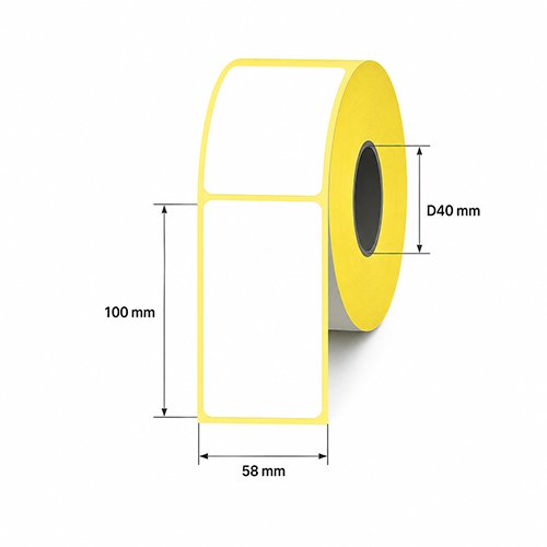 Lipnios-termo-etiketės-58x100mm Pašlīmējošās termouzlīmes 58x100 mm, D40, 500 gab. - Image 1