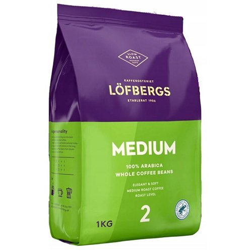 Medium-Roast-vidutinio-skrudinimo-kavos-pupeles Löfbergs Medium Roast vidēji grauzdētas kafijas pupiņas, 1kg - Image 1